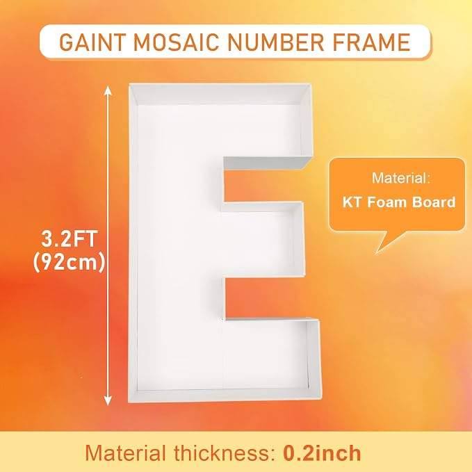 Marquee Letters 3FT Tall Mosaic Balloon Frame Pre-Cut Foam Board Letter E | - Image 2