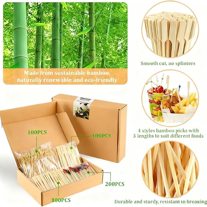 500PCS Cocktail Toothpicks for Appetizers, Party Skewers for Appetizers Picks - Image 6
