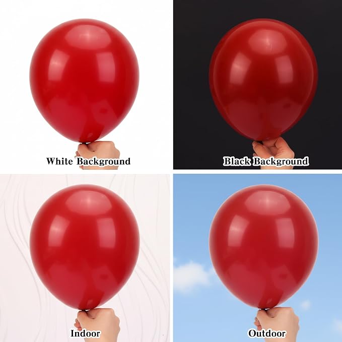 RUBFAC Ruby Red Balloons 65pcs, 12 Inch Dark Red Burgundy Party Balloon - Image 3