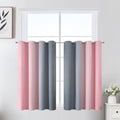 Grey and Pink Ombre Short Blackout Curtains 36 Inch Long, Thermal Insulated by ESTELARTEXTILER