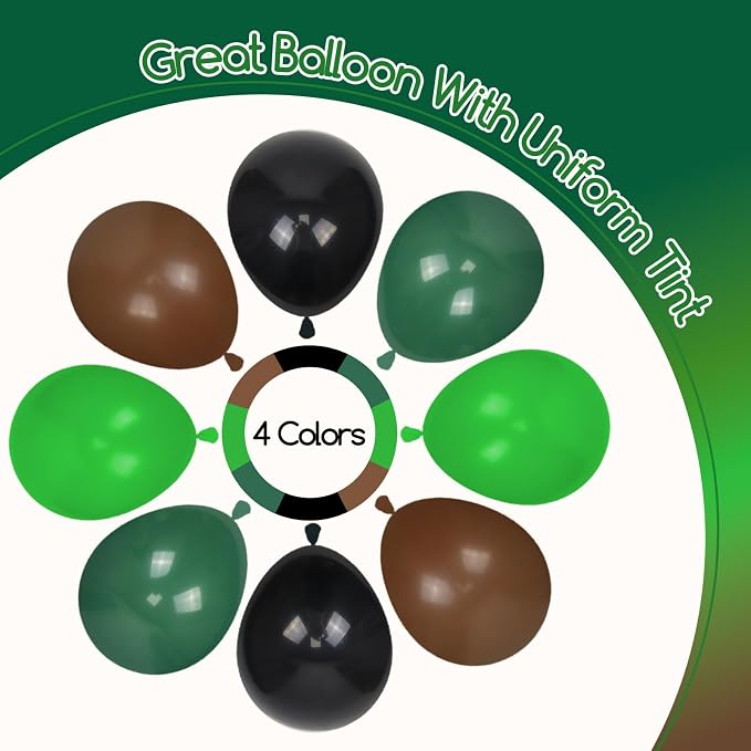 60pcs Green and Brown Balloons 12inch - Image 3