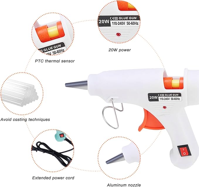 Hot Glue Melting Pot, Electric Floral Dipping Skillet Kit for Crafts with Premium 40 Glue Sticks and Mini Gun 20W for DIY Arts&Crafts