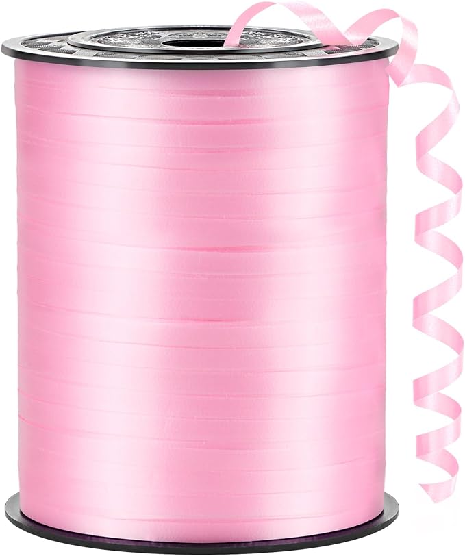 Pink Curling Ribbon, 500 Yards, 1/5 Inch | by CLUEWR