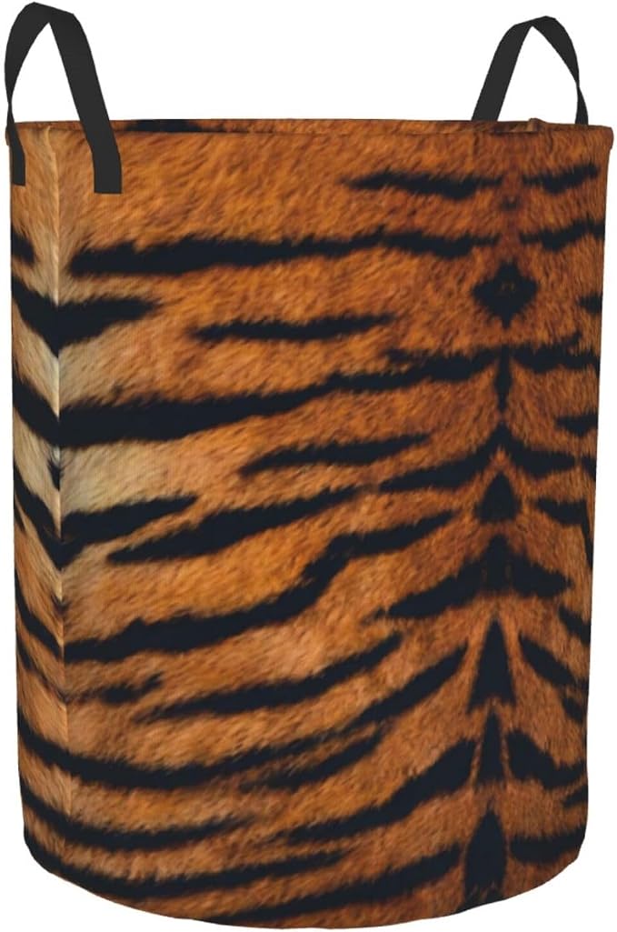 Tiger Animal Texture Round Laundry Hamper Storage Basket Toys Clothes Organizer - Image 8