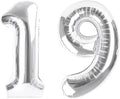 19 Balloon Number 40 Inch Silver Balloons by Mluchee