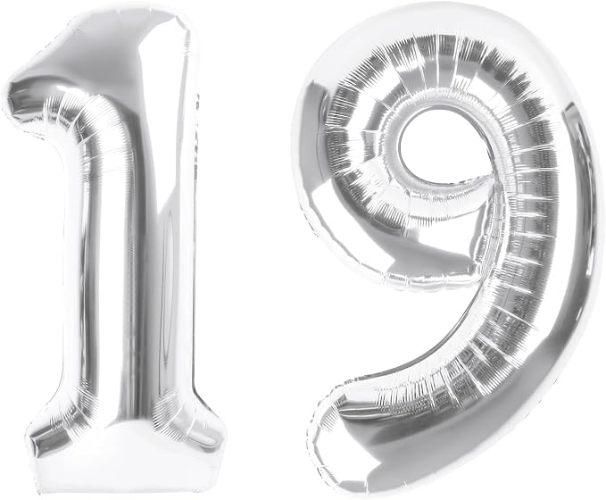 19 Balloon Numbers 40Inch for 19th Year Old Birthday Decorations, Inflation by Mluchee