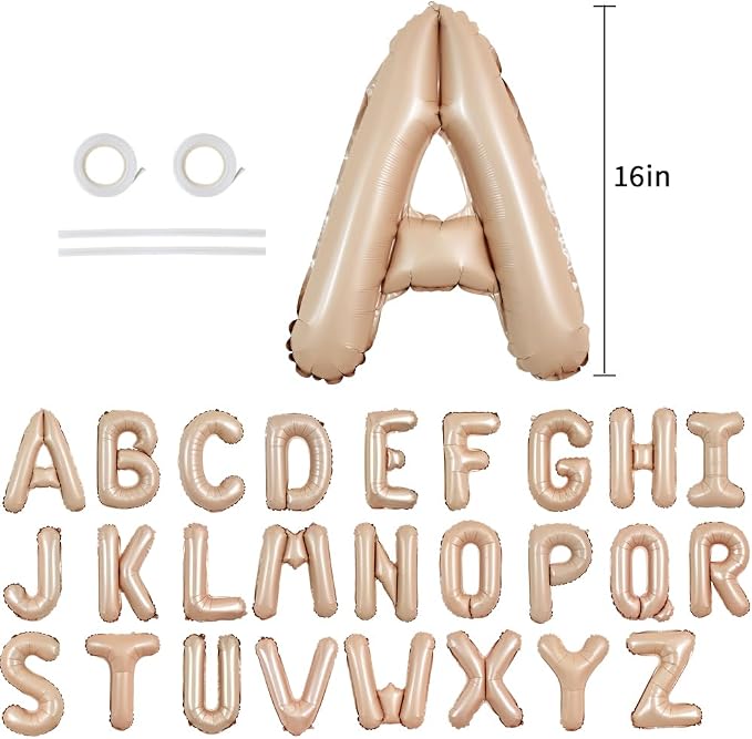 TONIFUL Caramel Letter Balloons 2 Set 16 Inch A-Z Custom Alphabet Banner | 52 - Image 2