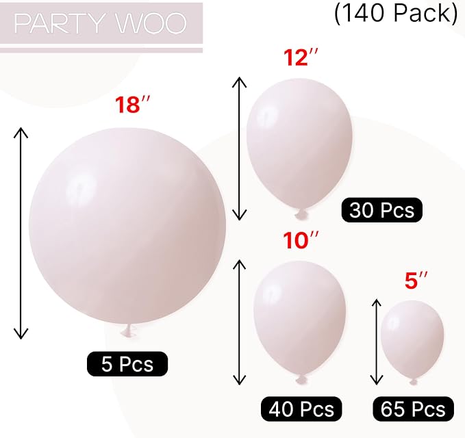 PartyWoo Beige Balloons 140pcs Boho Cream Ivory Neutral Color | 18 12 10 5 Inch - Image 5