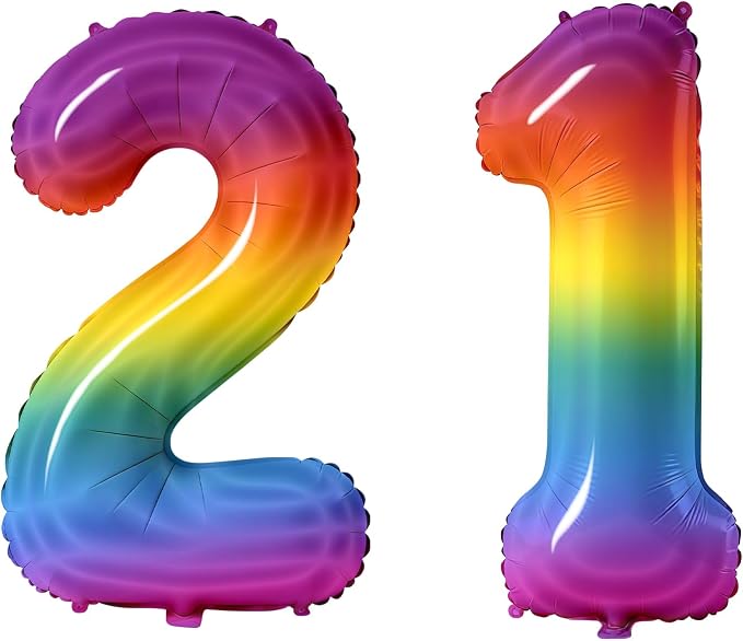 Number 21 Balloons for 21st Birthday Party Decorations, 0-100 Large No.21 by Joycard