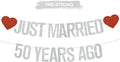 Silver Glitter Just Married 50 Years Ago Banner, NO DIY, Pre-Strung 50th by RICHHHA