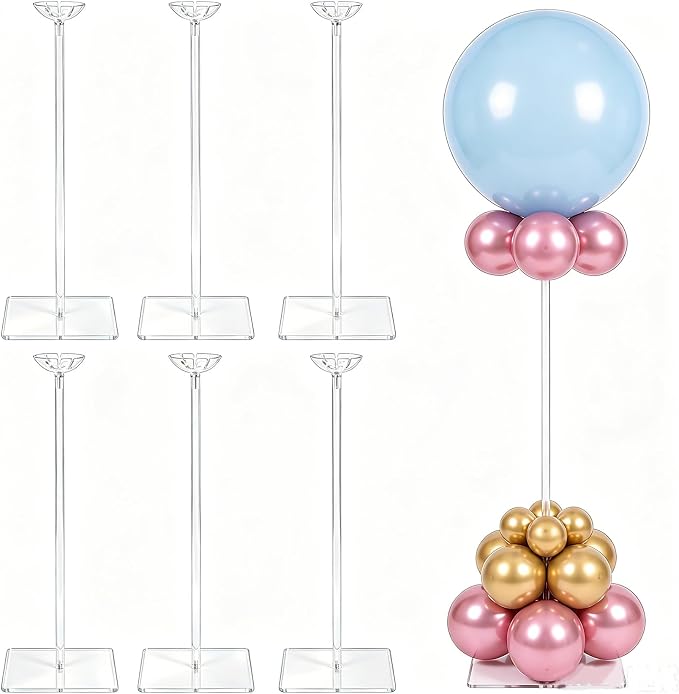 6 Pack 15.75 Inch Clear Acrylic Balloon Stands, 15.75 Inch Balloon Stand Kit by Unknown