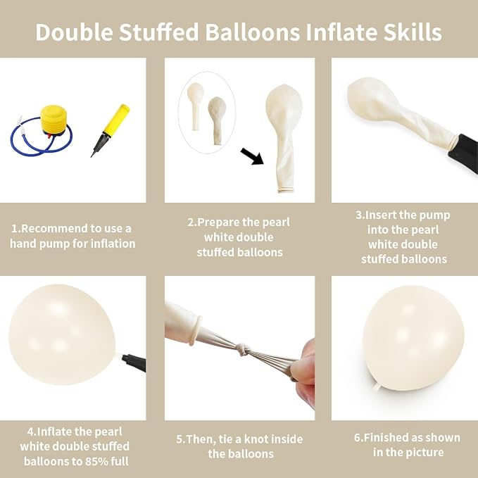 Pearl White Double Stuffed Balloons Different Size 115Pcs 5/10/12/18" White - Image 3