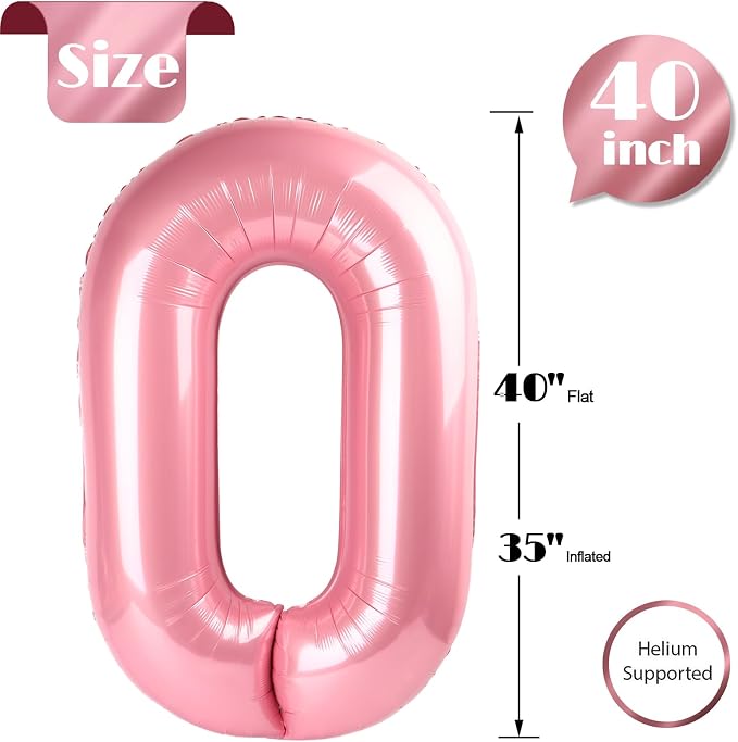 Pearl Pink Number 0 Balloon 40 Inch - Image 5