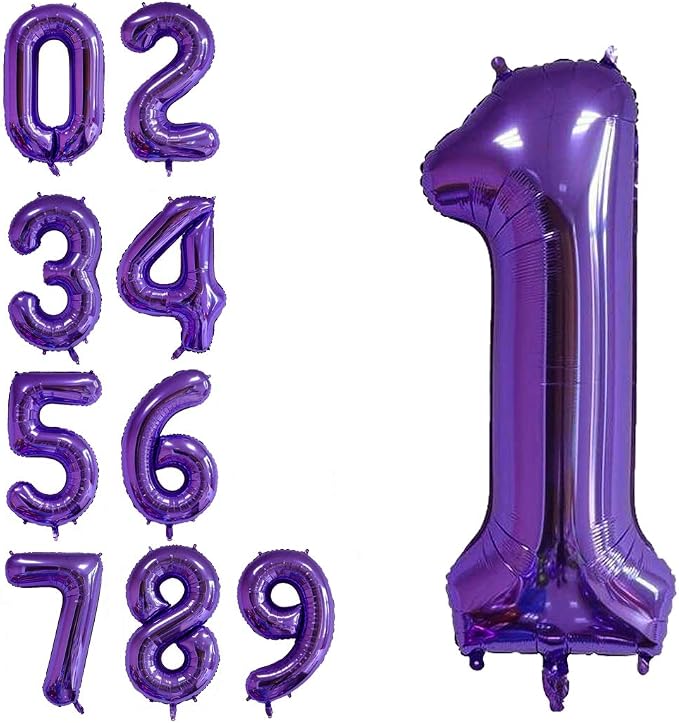 40 Inch Jumbo Purple Number 1 Balloon Giant Balloons Prom Balloons Helium Foil by RBWZQQY