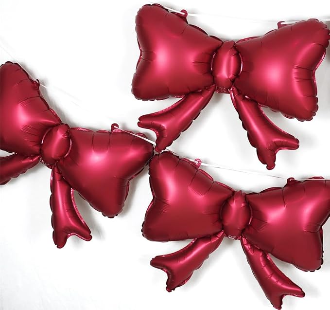 6 Pieces Bow Balloons, Big Burgundy Bow Balloons - Image 4
