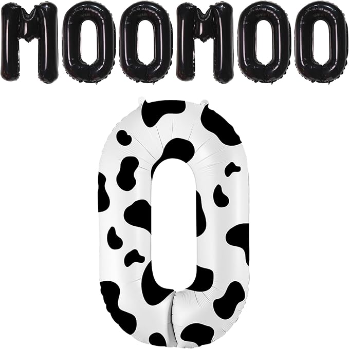 40 Inch Cow Print Balloon, Number 0 Balloons - Image 2