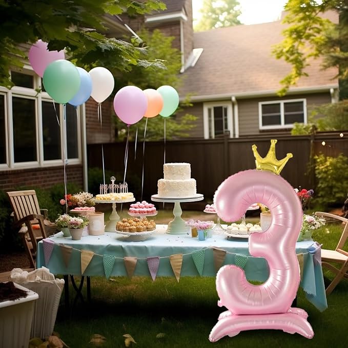 42 Inch Crown Pink Number Balloon, Number 7 Balloon - Image 7