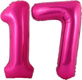 Hot Pink 17 Number Balloons, 40 Inch Giant Number 17 Balloons Foil Mylar Helium by Lovoir