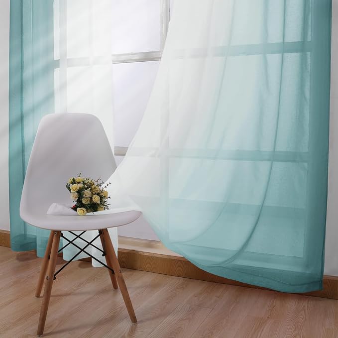 DWCN Faux Linen Ombre Sheer Curtains - Image 4