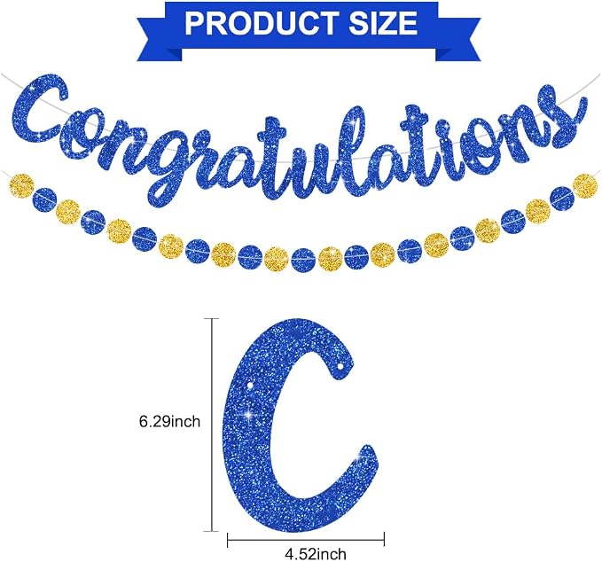 BEISHIDA Congratulations Banner Blue 2026 Graduation Banners, Grad Congrats - Image 2