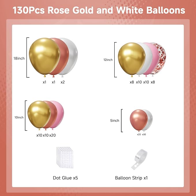 Rose Gold Balloons Arch Kit - Image 3