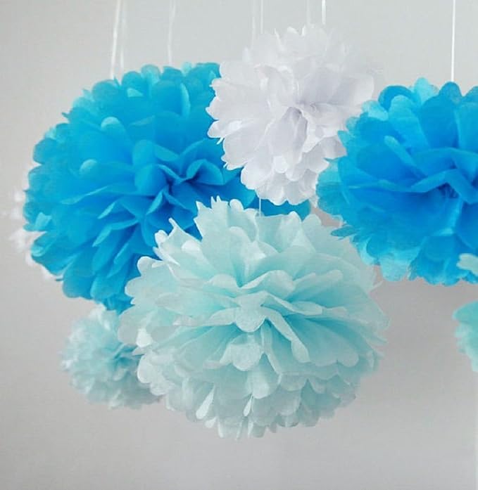 10pcs White Tissue Hanging Paper Pom-poms, Hmxpls Flower Ball Wedding Party - Image 4