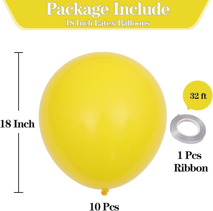 18 Inch Yellow Balloons, Baby Shower, Birthday Party and Event Decoration - Image 2