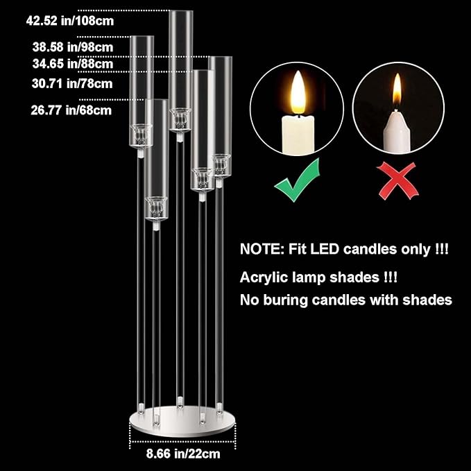 42.5inch 10pcs Acrylic Candelabra Centerpieces - Image 2