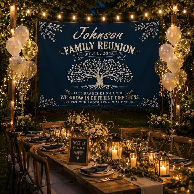 Personalized Family Reunion Banner Tree Design Custom - Image 4