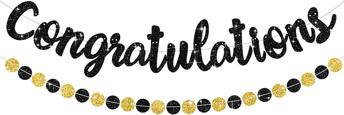 BEISHIDA Congratulations Banner Black 2026 Graduation Banners, Grad Congrats by Beishida