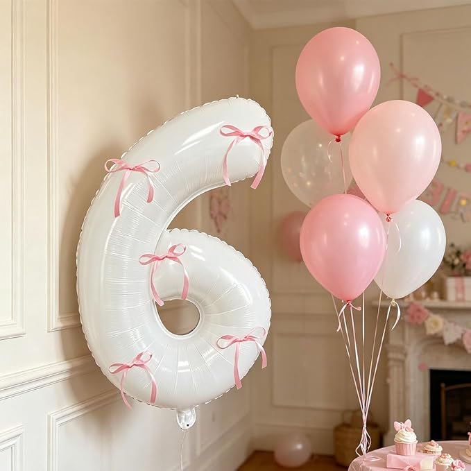 32 Inch White Number Foil Balloon - Image 3