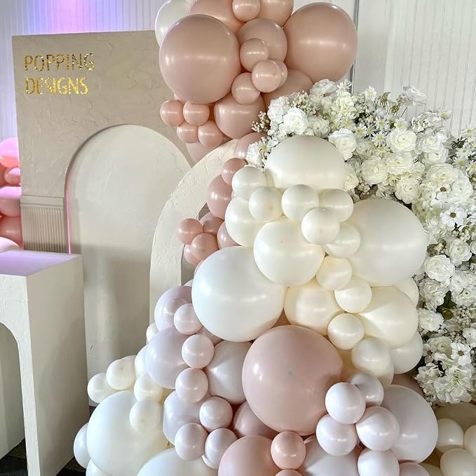 Pastel Pink and White Balloons, 12 Inch 35PCS Light Baby Pink Beige Cream White - Image 6