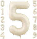 Cream Number 5 Balloons, 40 Inch 5 Balloons Giant Helium Foil Mylar Beige 5 by BBPOOL