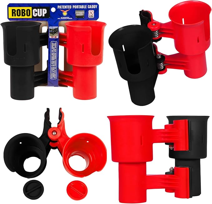 Patented Clamp On Boat Cup Holder | Multifunction Dual Drink Caddy by RoboCup