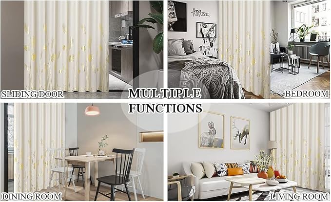 Cream Beige Curtain for Sliding Door 100W x 96L Inch Long Elegant Luxury Palm - Image 9