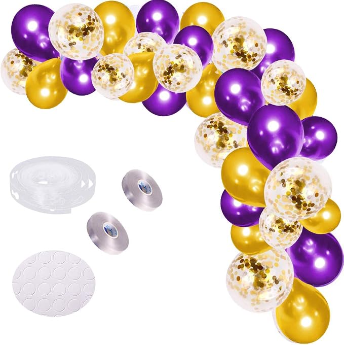 Purple Gold Balloon Garland Arch Kit by PASOCON