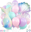 Mermaid Balloons for Girls Party Decor | 12 Inch Pink Purple Mermaid Theme by FEYG