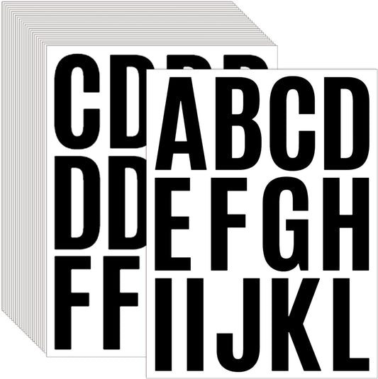 24 Sheets 2 Inch Self Adhesive Letters Stick on Vinyl Letters Capital Letter Stickers Alphabet Sticker Letter Number for Outdoor Sign Poster Mailboxes Crafts(Black)
