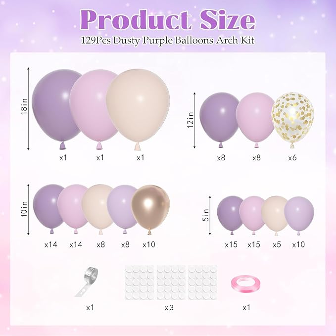 Ouddy Party Dusty Purple Balloon Arch Garland Kit 18 12 10 5Inch | Different - Image 2