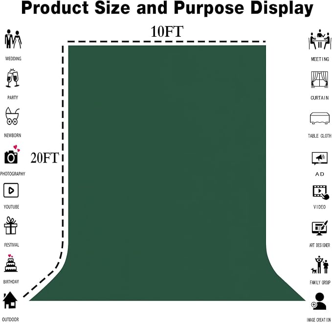 Dark Green Photography Backdrop - Image 3