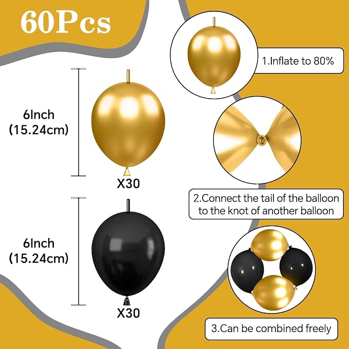 Black Gold Link Balloons - Image 2