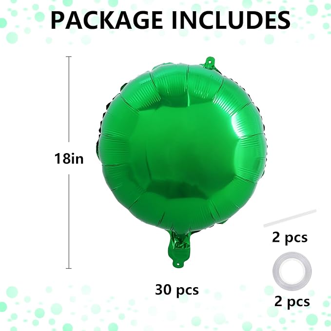 TONIFUL 30Pcs 18 Inch Round Balloons Large Green Round Shape Foil Balloons Big - Image 2