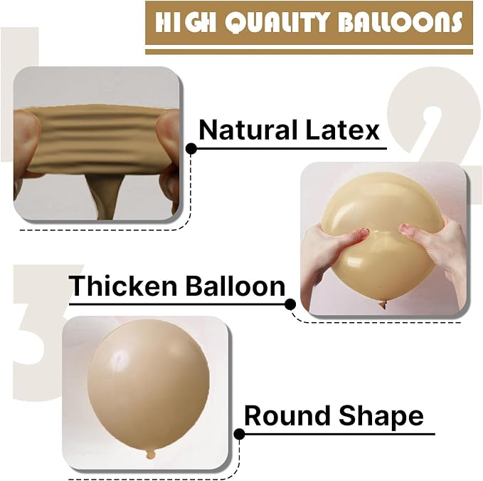 PartyWoo Light Brown Balloons 101pcs Nude Neutral Boho Tan Fall Color | 12 Inch - Image 7