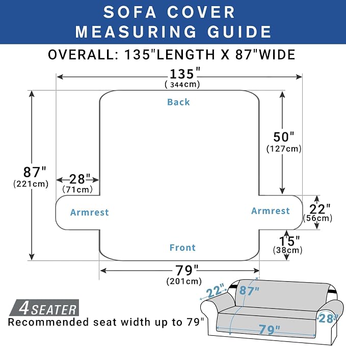 XINEAGE Oversized Sofa Cover Waterproof Couch Covers - Image 7