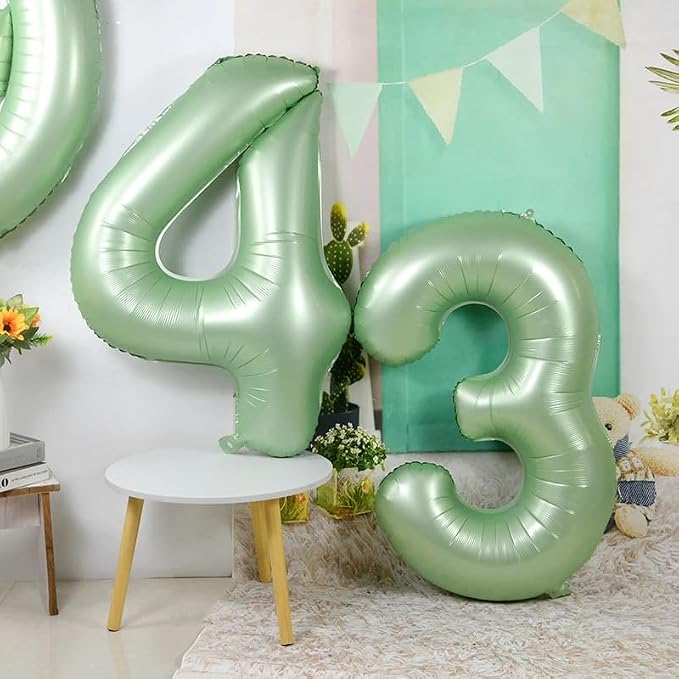 5 Balloon Numbers Birthday Decorations, 40In Sage-Green Balloons - Image 2