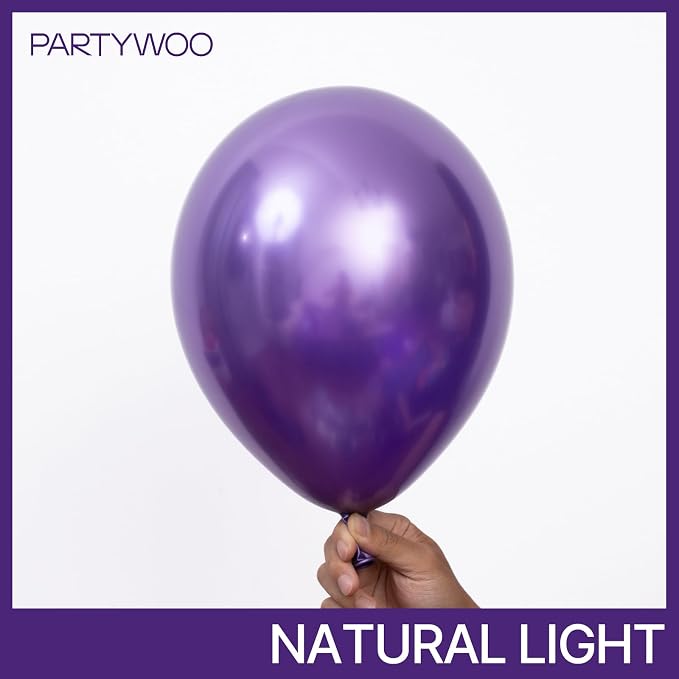 PartyWoo Metallic Purple Balloons 85pcs Chrome Purple Color 18 12 10 5 Inch | - Image 2