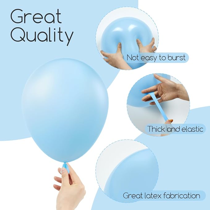 Awenztech 122pcs Light Blue Balloon Arch Kit, 18 12 10 5 inch Pastel Baby Blue - Image 4