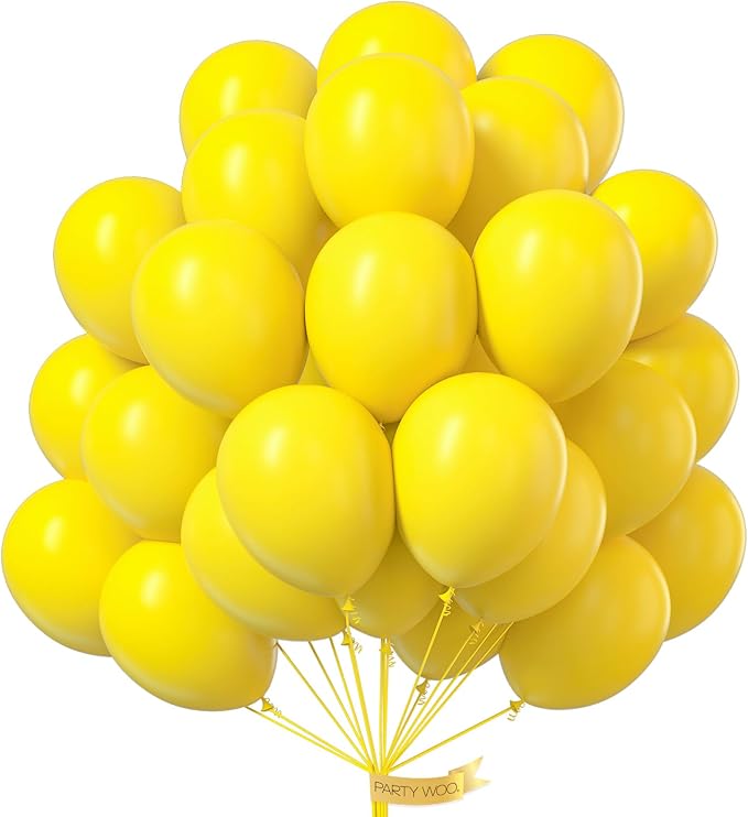PartyWoo Yellow Balloons 100 pcs 10 Inch Matte Yellow Latex Helium Balloons by PartyWoo