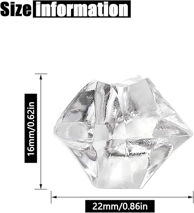 Fake Crushed Ice Cubes, Vase Fillers, 250 pcs 16*22 mm Fake crushed Ice Cubes Artificial Acrylic Crystal Rocks Diamonds for Vase Fillers, Party Favor, Wedding Decoration (0.86*0.62inch,Clear)