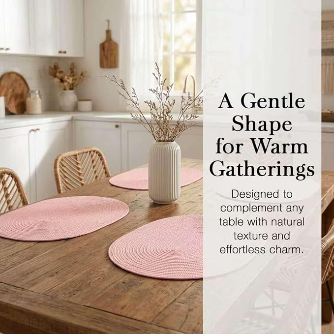Placemats Set of 6, Woven Oval Braided Dining Table Mats | 12 x 17.5 Inch Size - Image 6